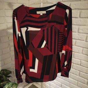 Loft Ladies Long Sleeve Round Neck Rounded Hem Blouse / Tunic